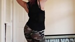 Big ass military style brunette twerking