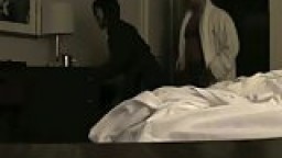 Mature guy flashing his dick to young room service maid