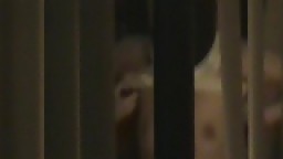 Perky tits flashing on window captured by voyeurs cam
